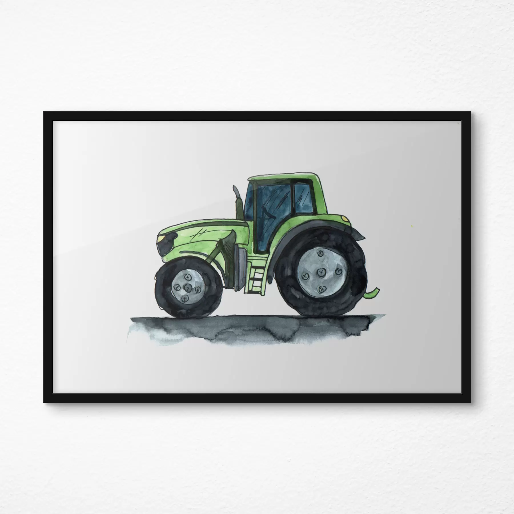 Papier peint Tracteur vert aquarelle f39903