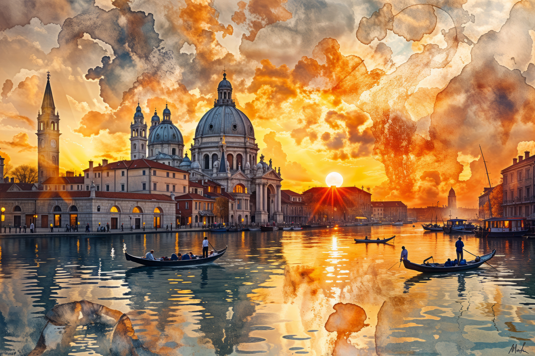 Cadre Photo Déco MDF 40x60cm Venise Italie - Tableau Moderne Jaune - Neuf Emballé - Décoration Salon