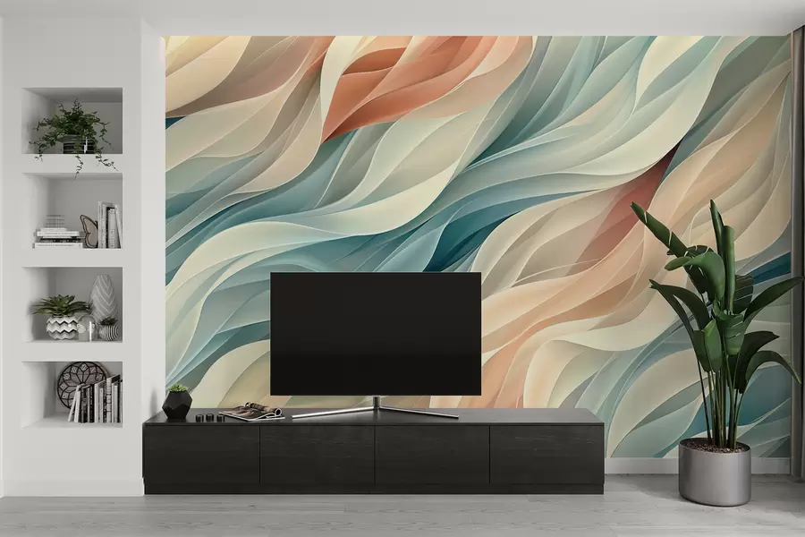 Papier peint Design abstrait fascinant avec des vagues pastel douces w01335