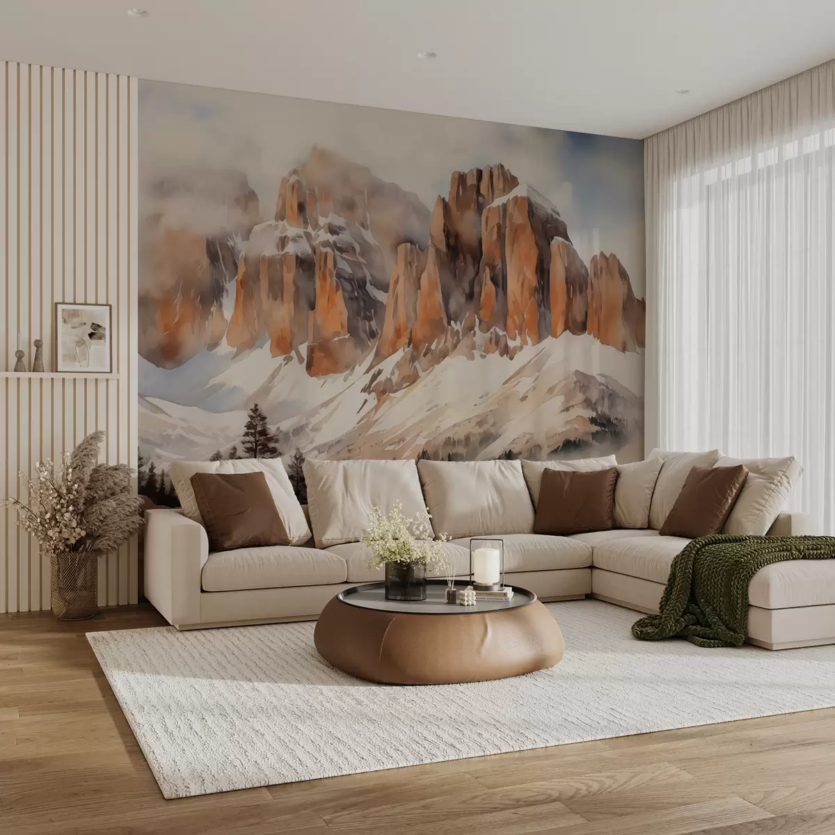 Papier peint Aquarelle de la vallée enneigée au pied de la montagne des Dolomites w00945 buy France - Uwalls.fr Papier peint Aquarelle de la vallée enneigée au pied de la montagne des Dolomites w00945