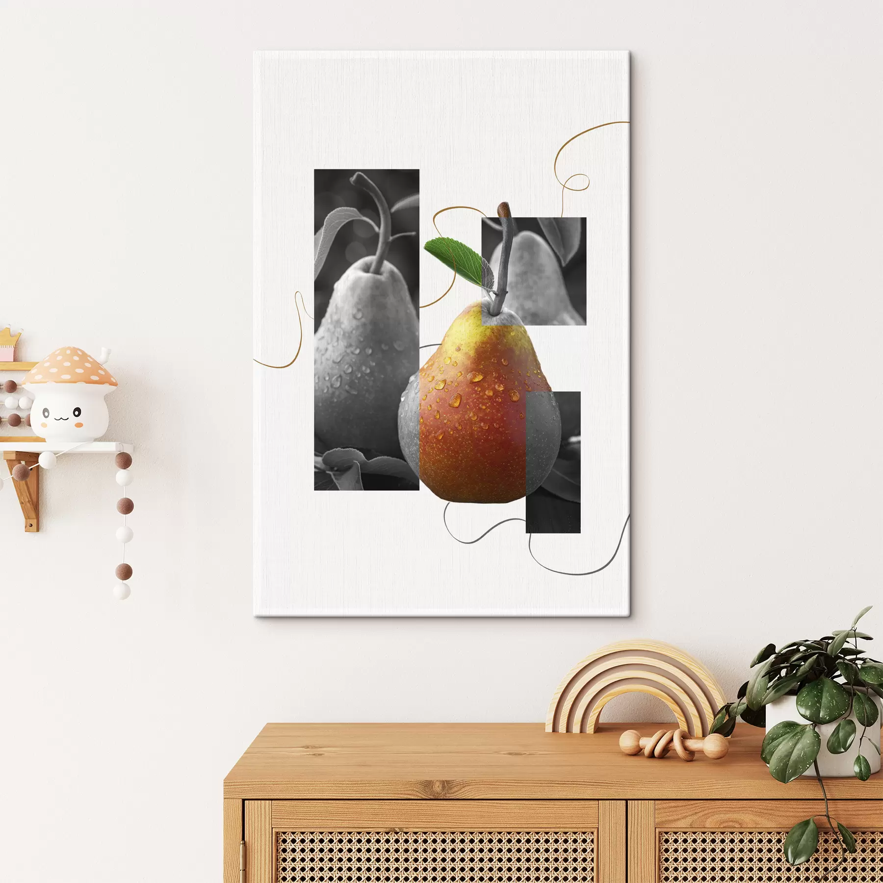 Papier peint Art abstrait avec pêche juteuse, photoréalisme, fruits d'été s40050