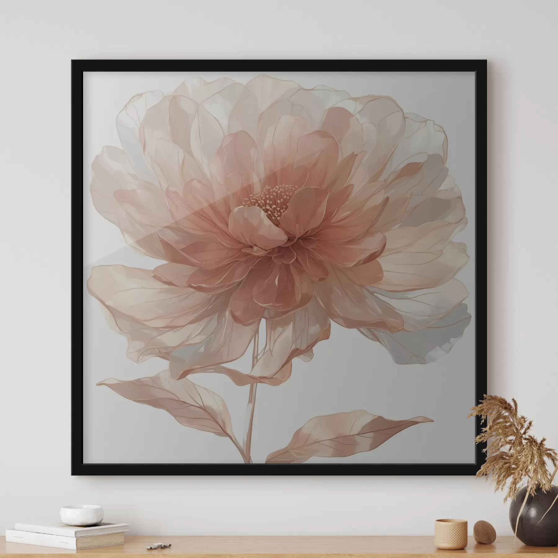 Papier peint Fleur rose transparente sur fond blanc f40068
