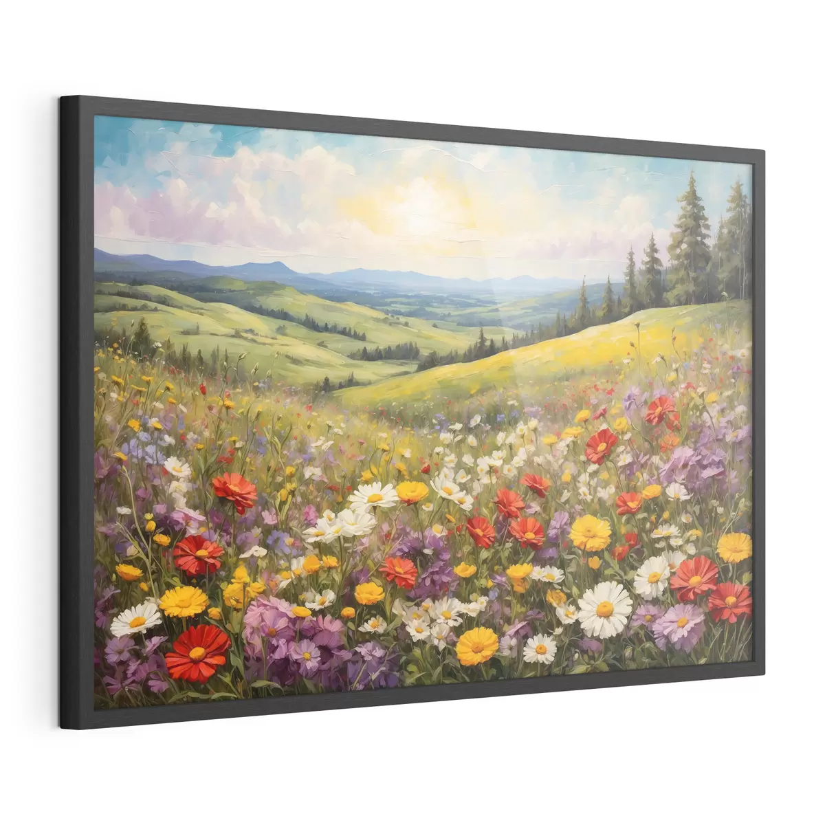 Poster Champ de fleurs au coucher du soleil f40073