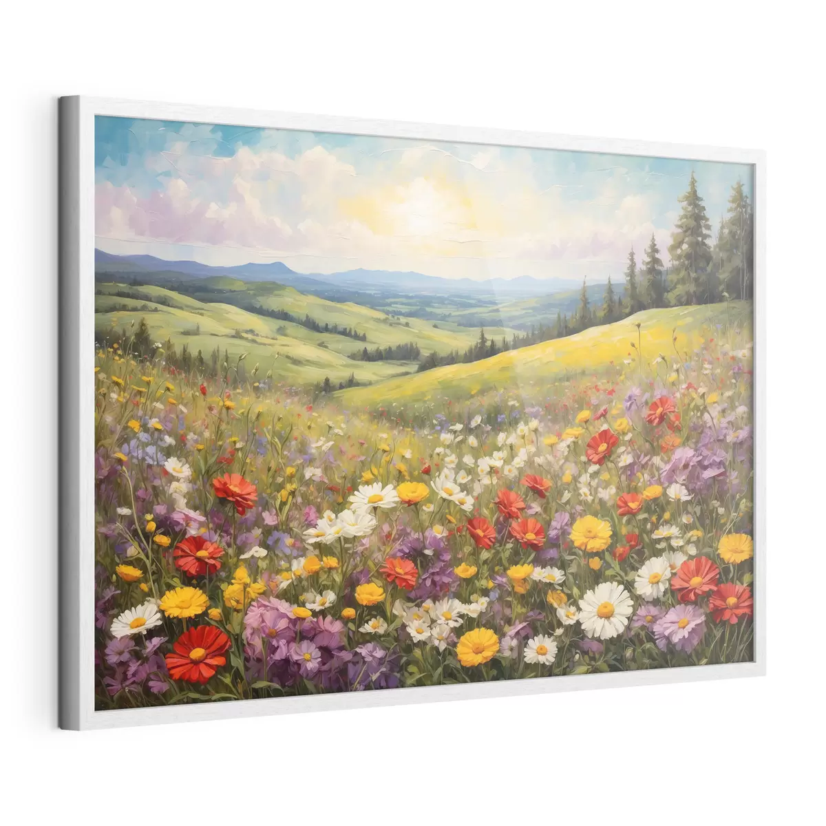 Poster Champ de fleurs au coucher du soleil f40073
