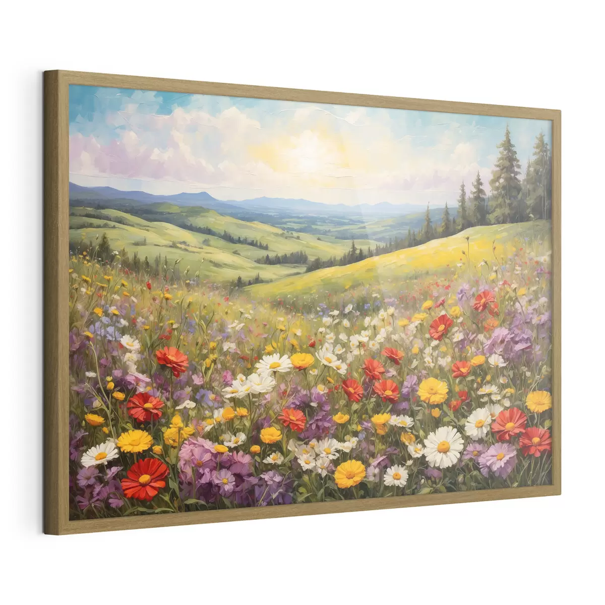 Poster Champ de fleurs au coucher du soleil f40073