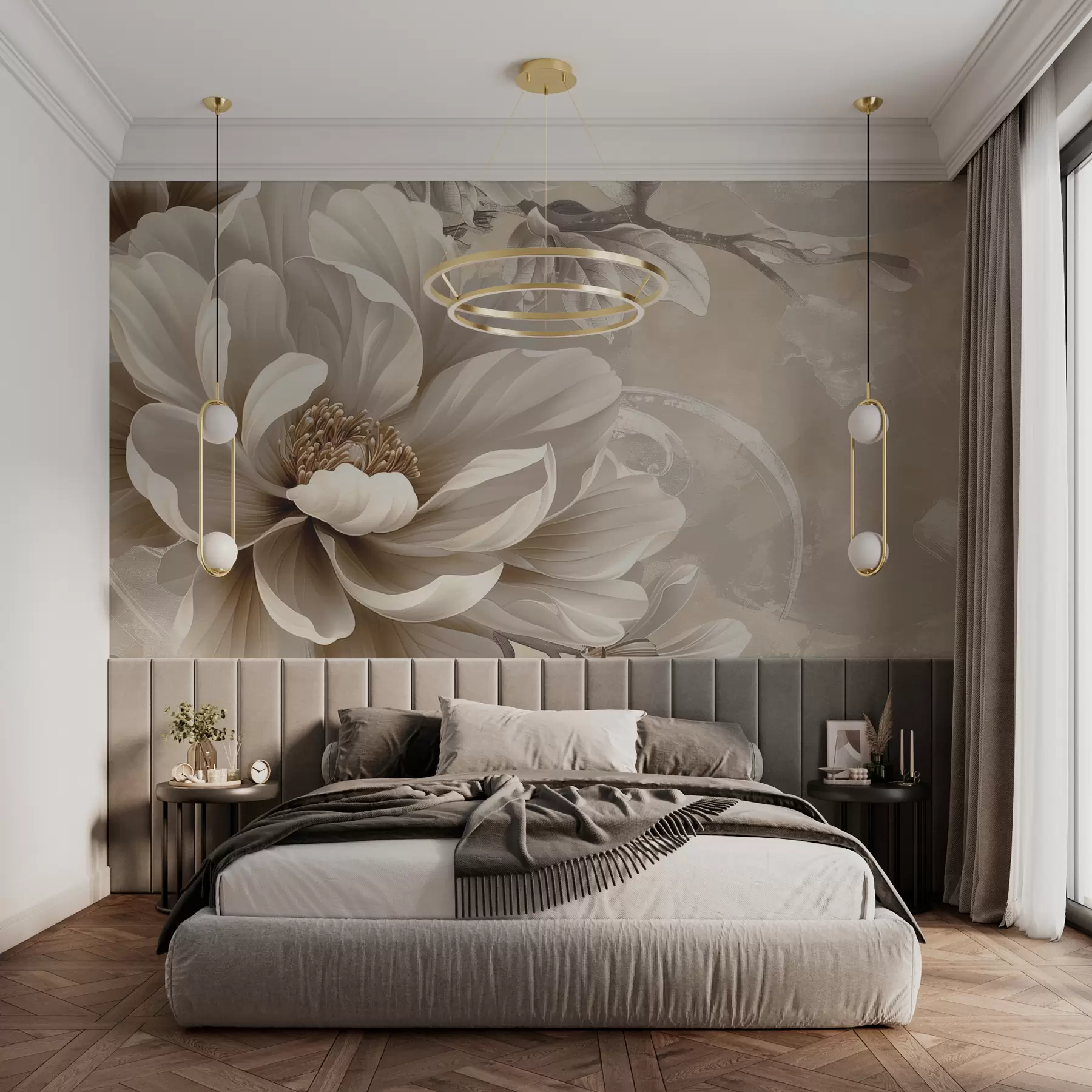 Papier peint Grande fleur de mûre sur le mur grunge w08181v2