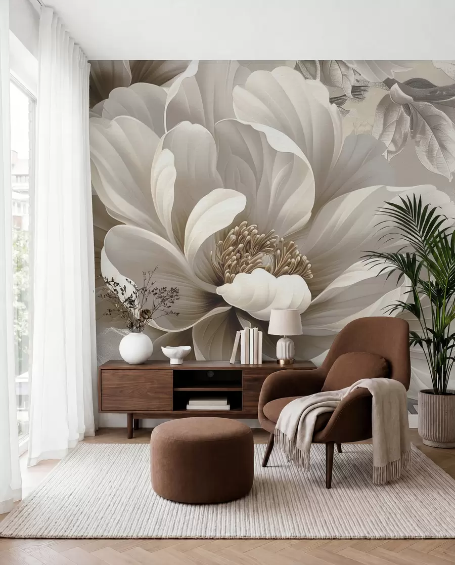 Papier peint Grande fleur de mûre sur le mur grunge w08181v2