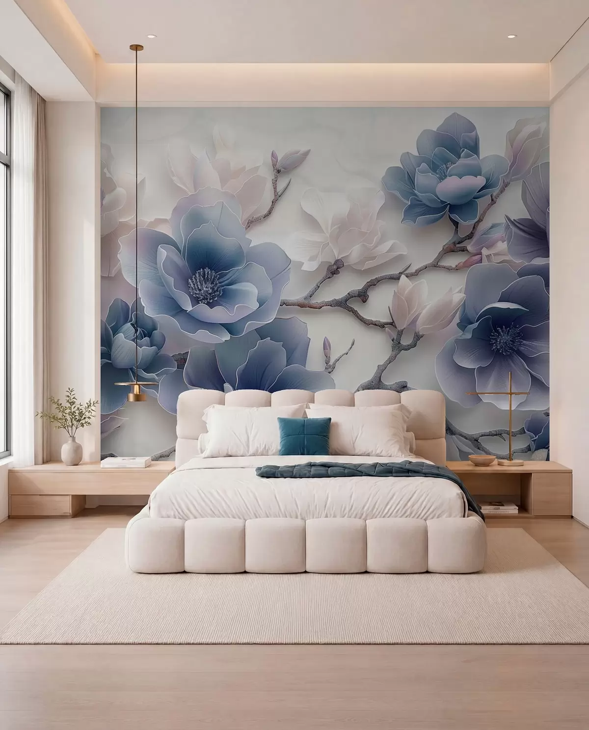 Papier peint Magnolia en bleu w01359v1