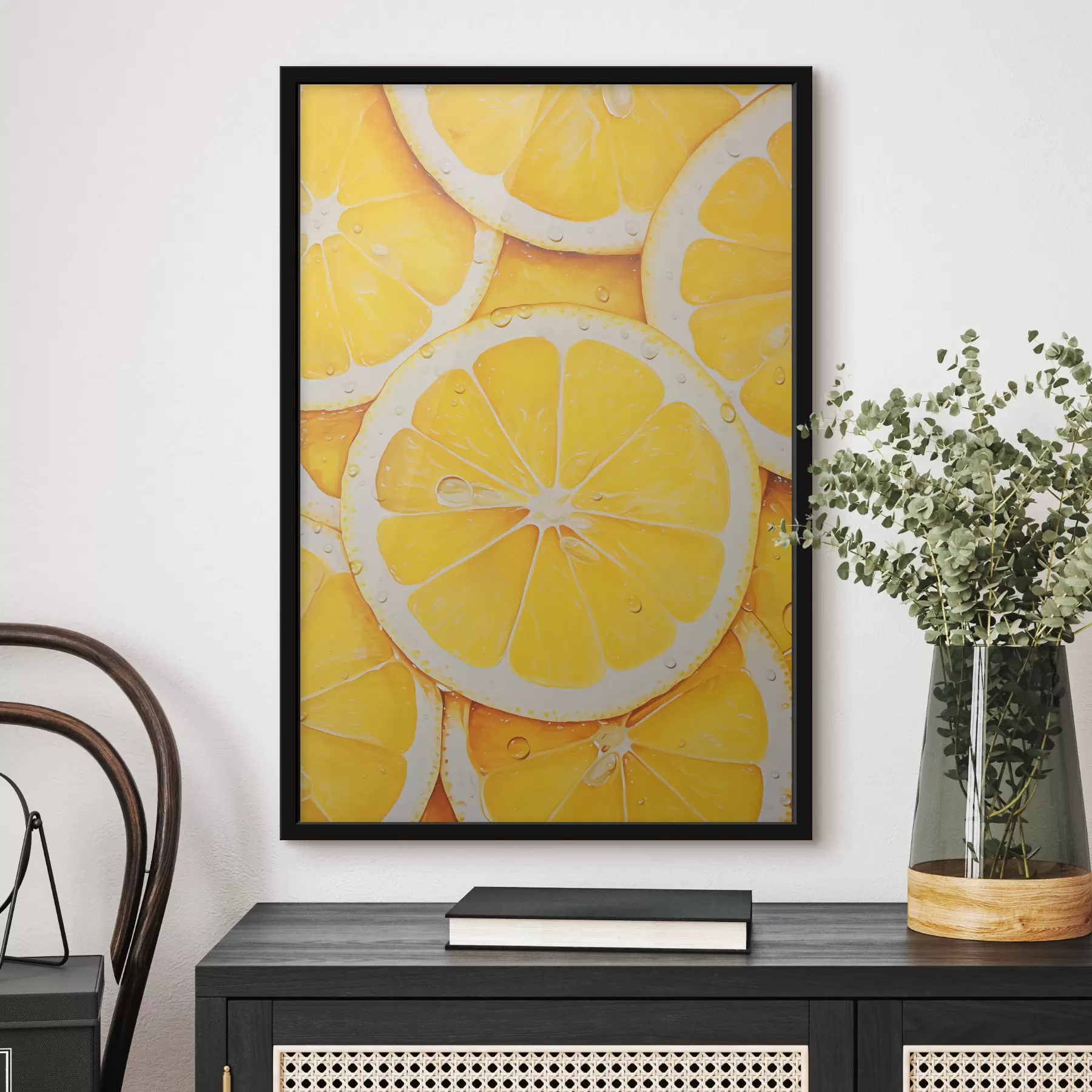 Tableau Quartiers ronds de citron jaune f40222