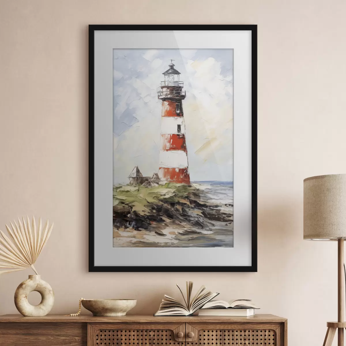 Poster Peinture du phare sur l'île f40223