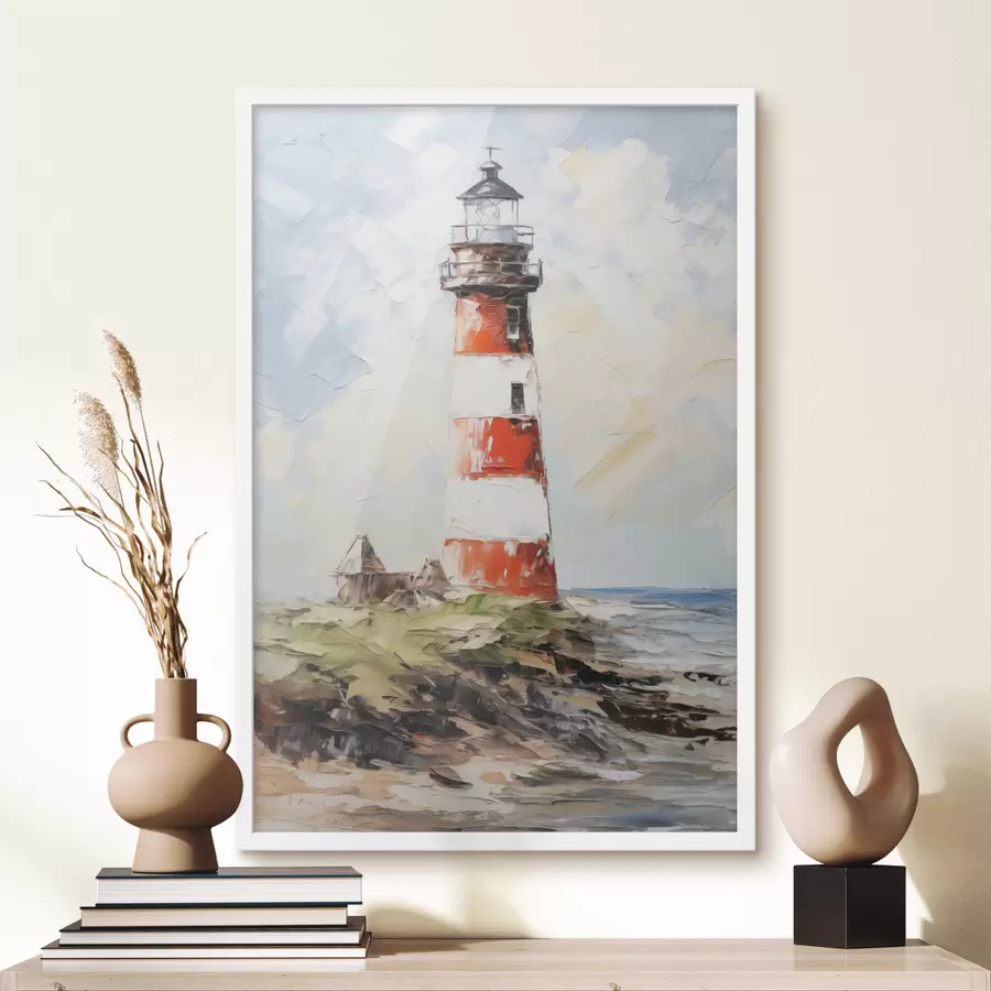 Papier peint Peinture du phare sur l'île f40223