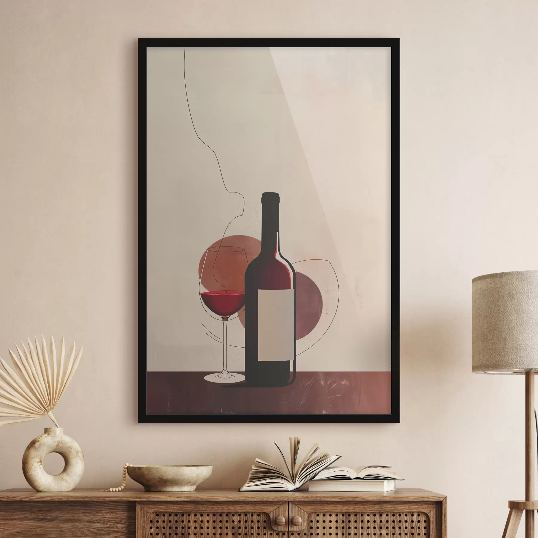 Tableau Bouteille de vin et verre de vin f40191