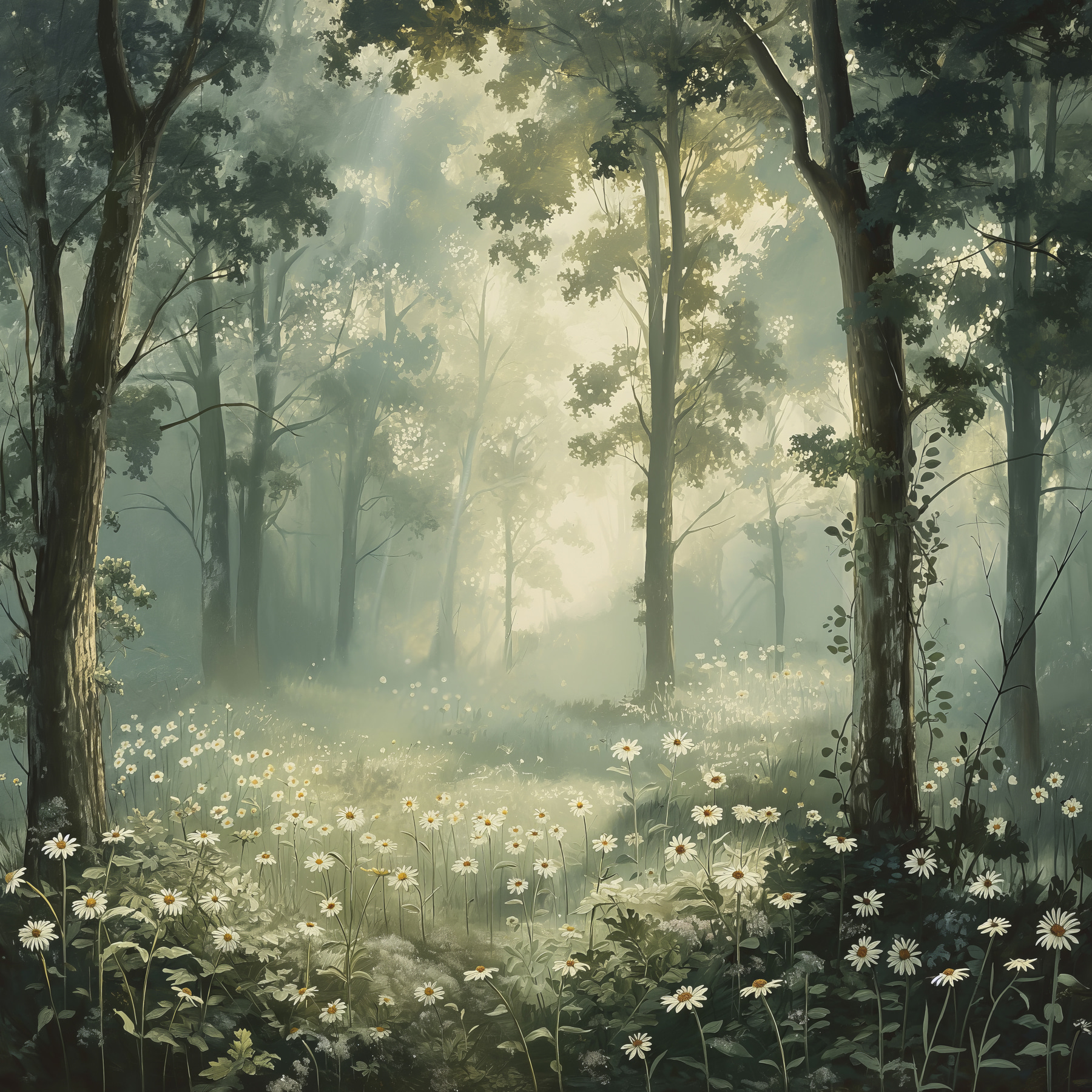 Poster Aquarelle, paysage de montagnes d'automne, forêt de pins