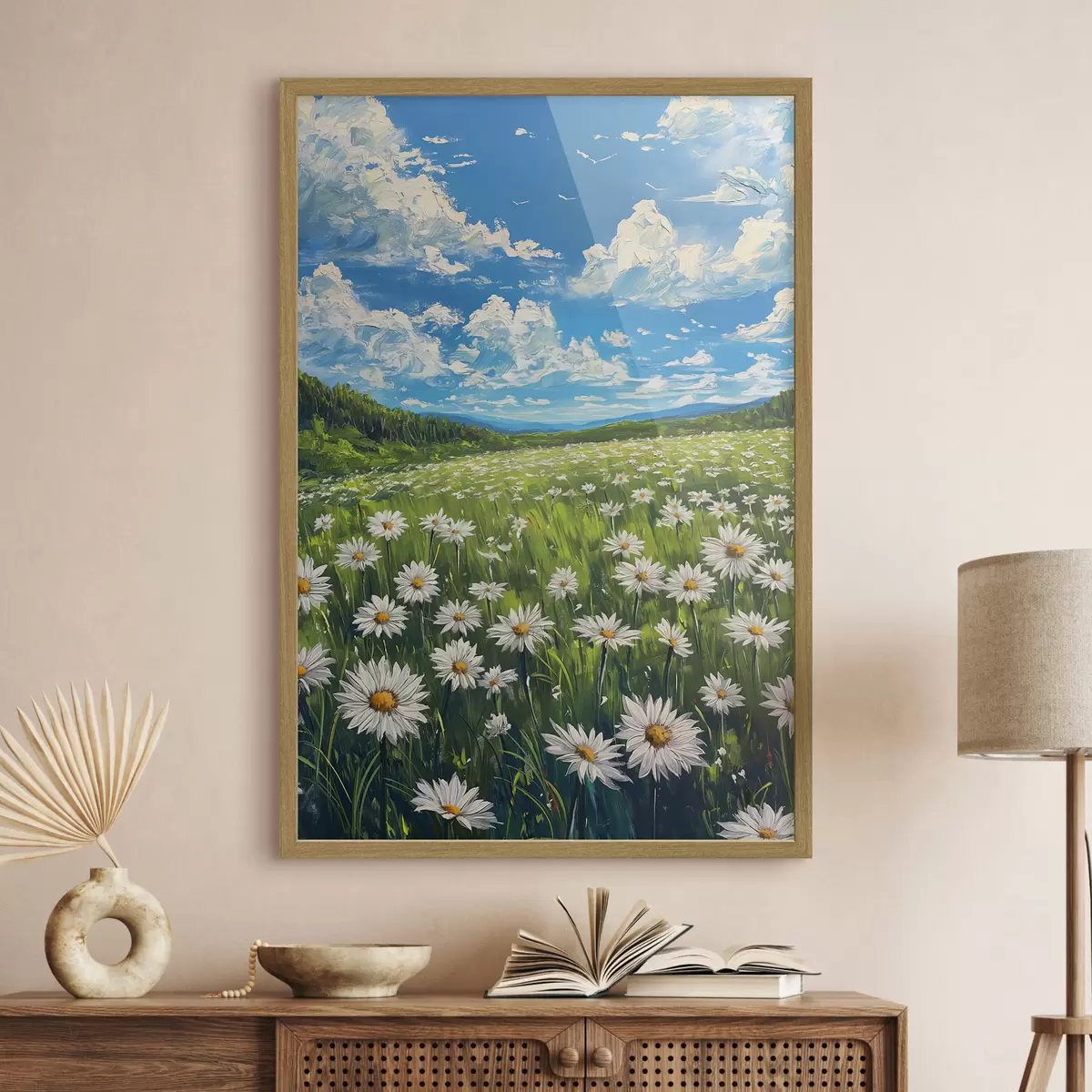 Poster paysage de marguerites sur le terrain f40255
