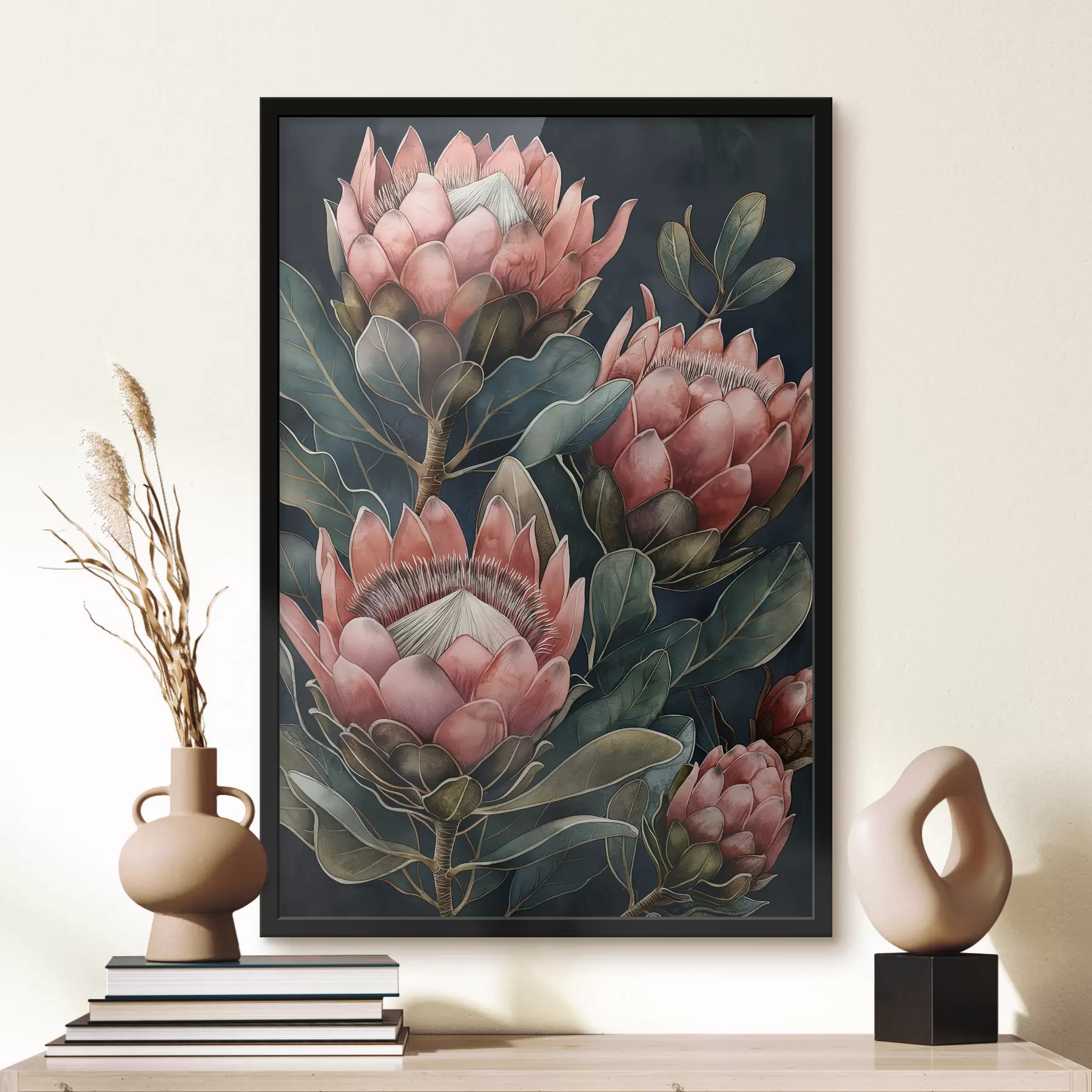 Papier peint grandes fleurs de protée f40256