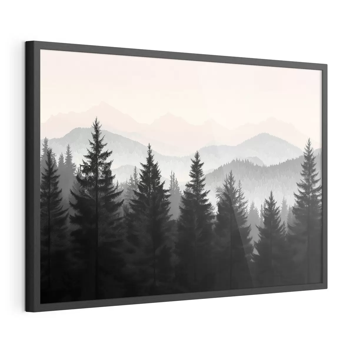Poster Forêt avec montagnes en arrière-plan f40281