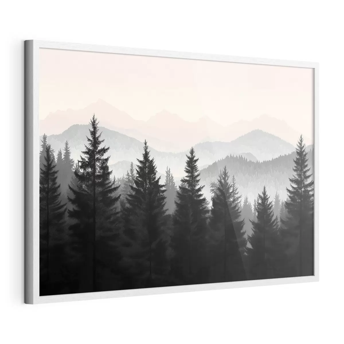Poster Forêt avec montagnes en arrière-plan f40281