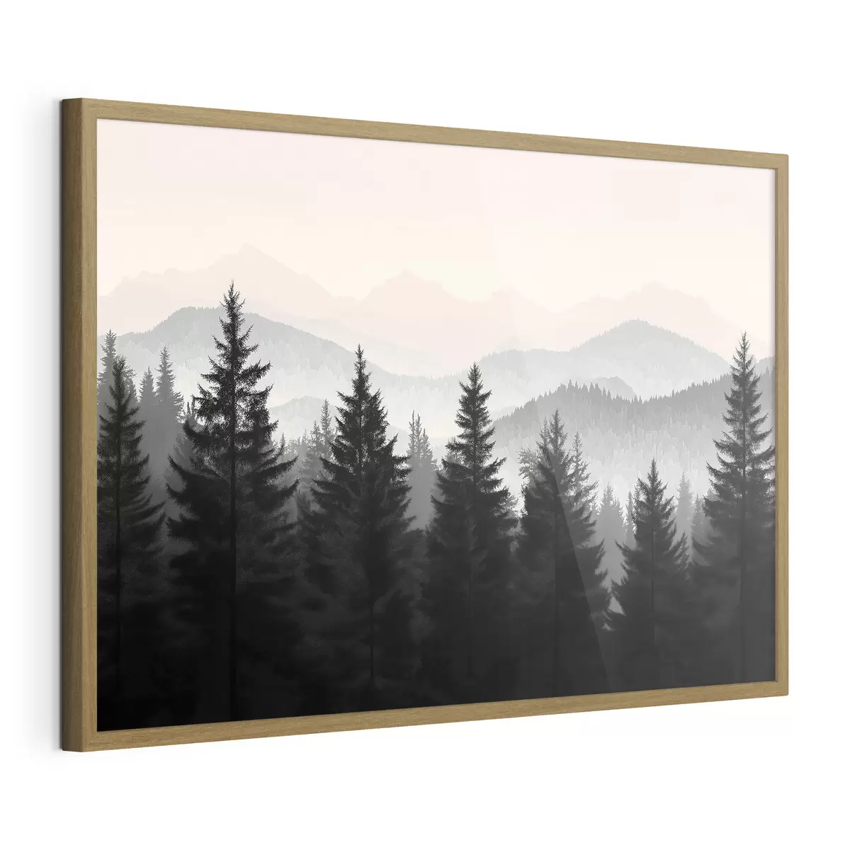 Poster Forêt avec montagnes en arrière-plan f40281