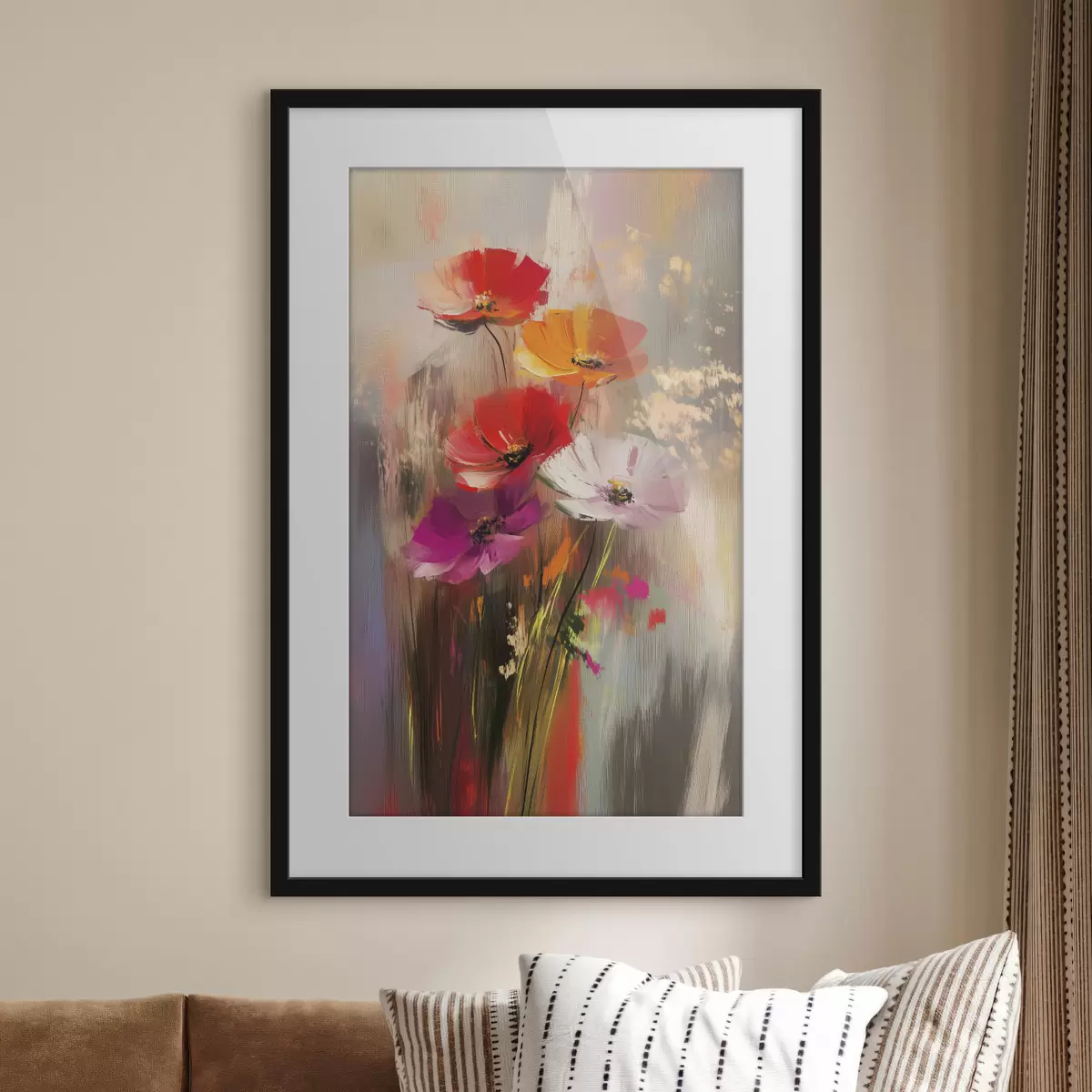Poster Fleurs lumineuses abstraites avec des coups de pinceau f40283
