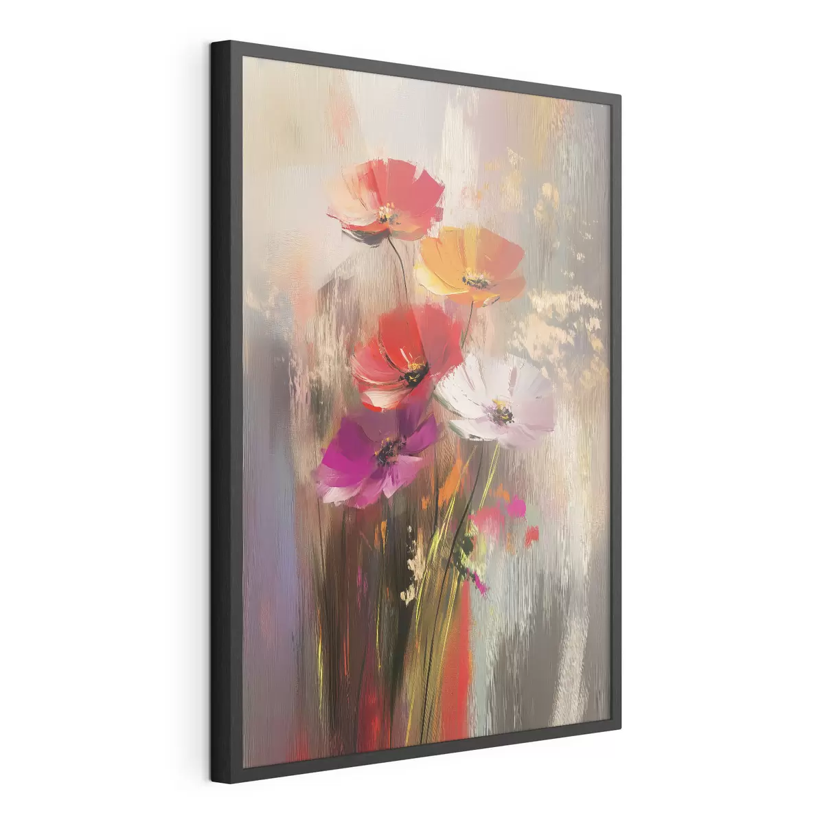 Poster Fleurs lumineuses abstraites avec des coups de pinceau f40283