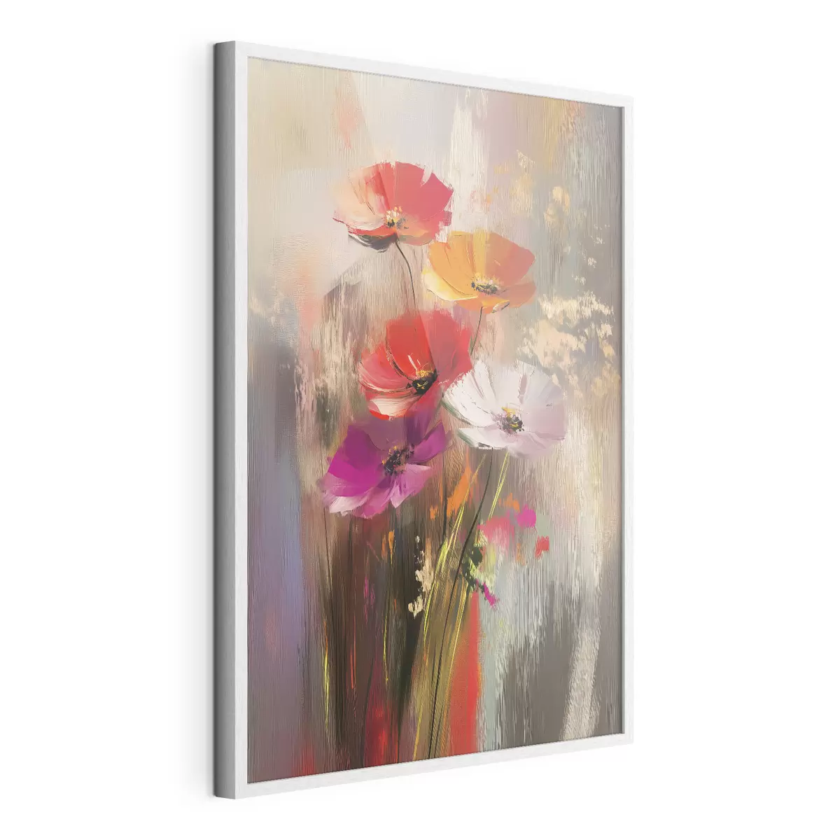 Poster Fleurs lumineuses abstraites avec des coups de pinceau f40283