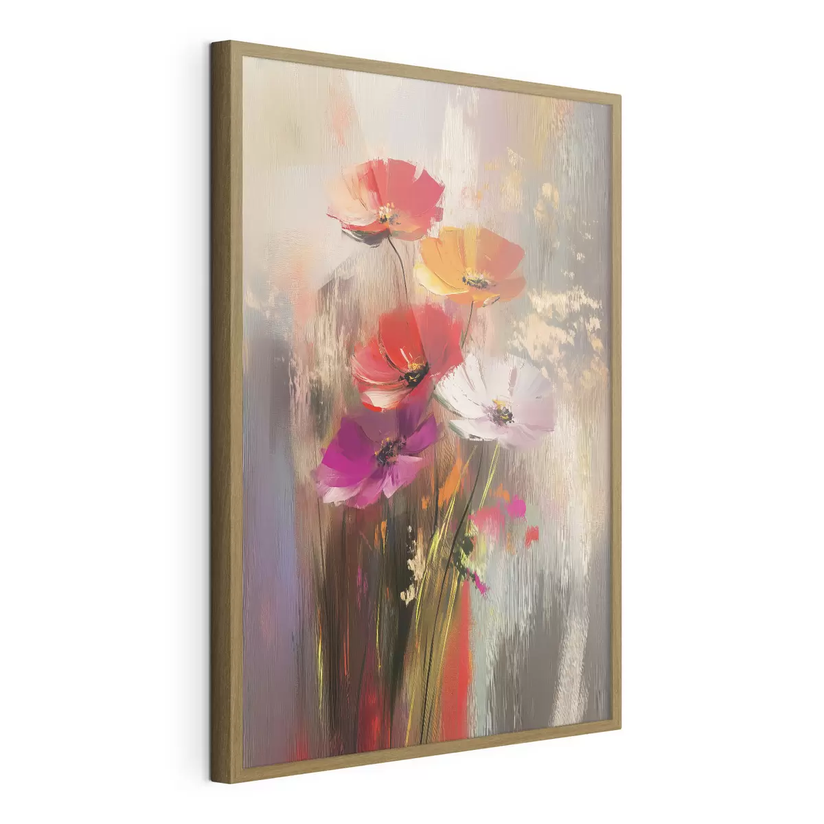 Poster Fleurs lumineuses abstraites avec des coups de pinceau f40283