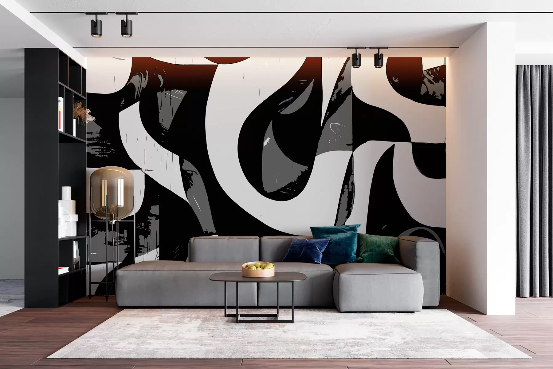 Papier peint Abstraction en noir et blanc w00964