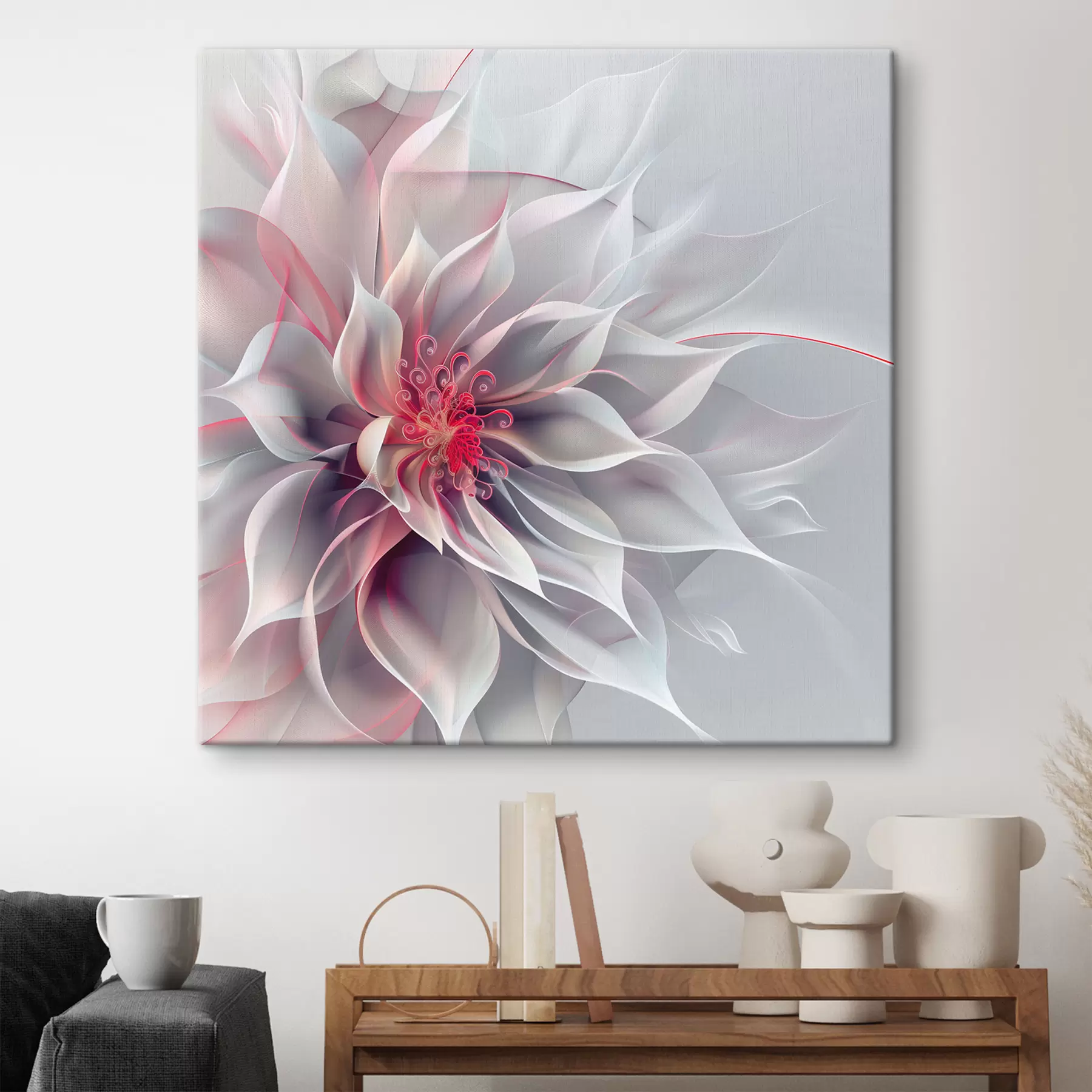 Tableau Fleur abstraite blanche s40360