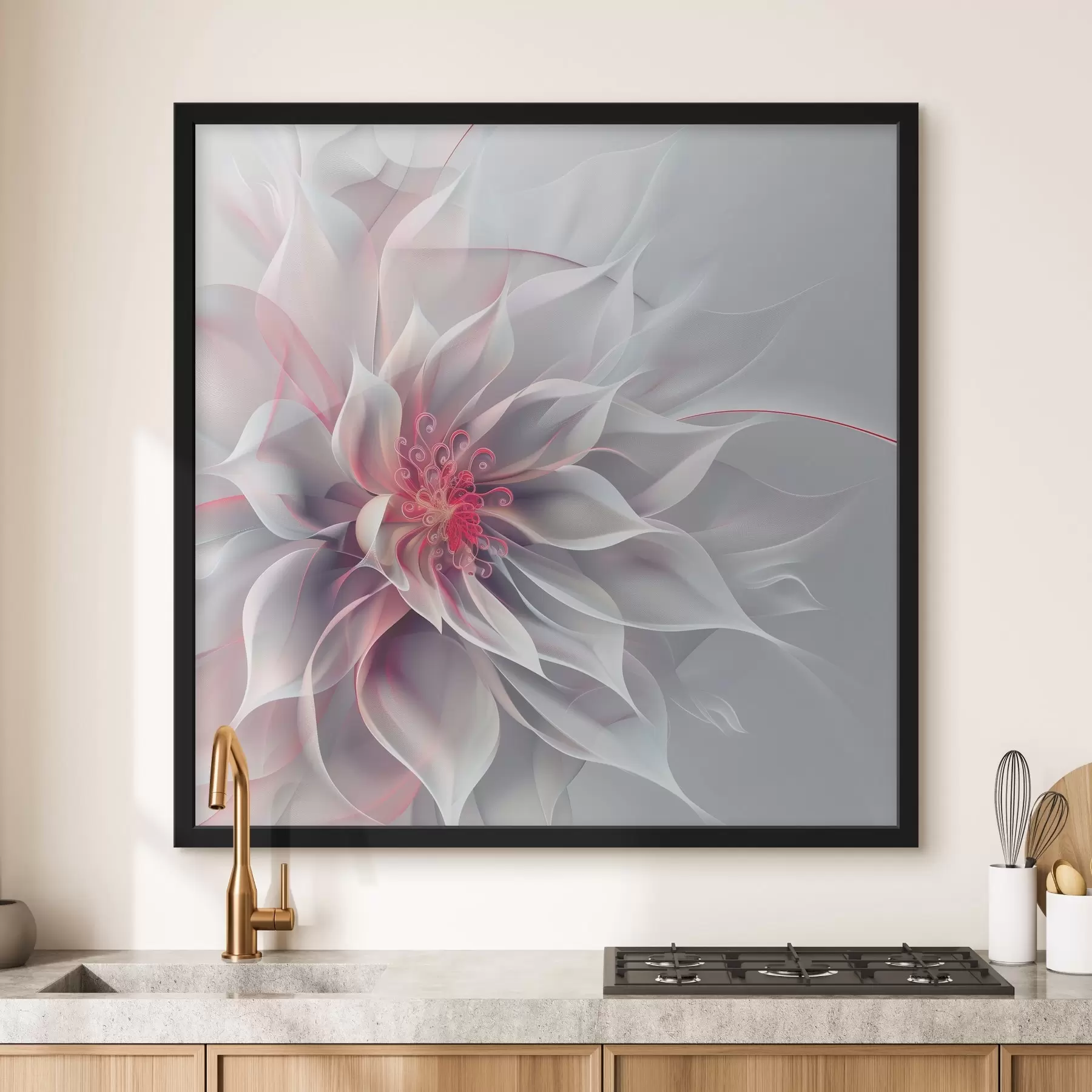 Tableau Fleur abstraite blanche f40360