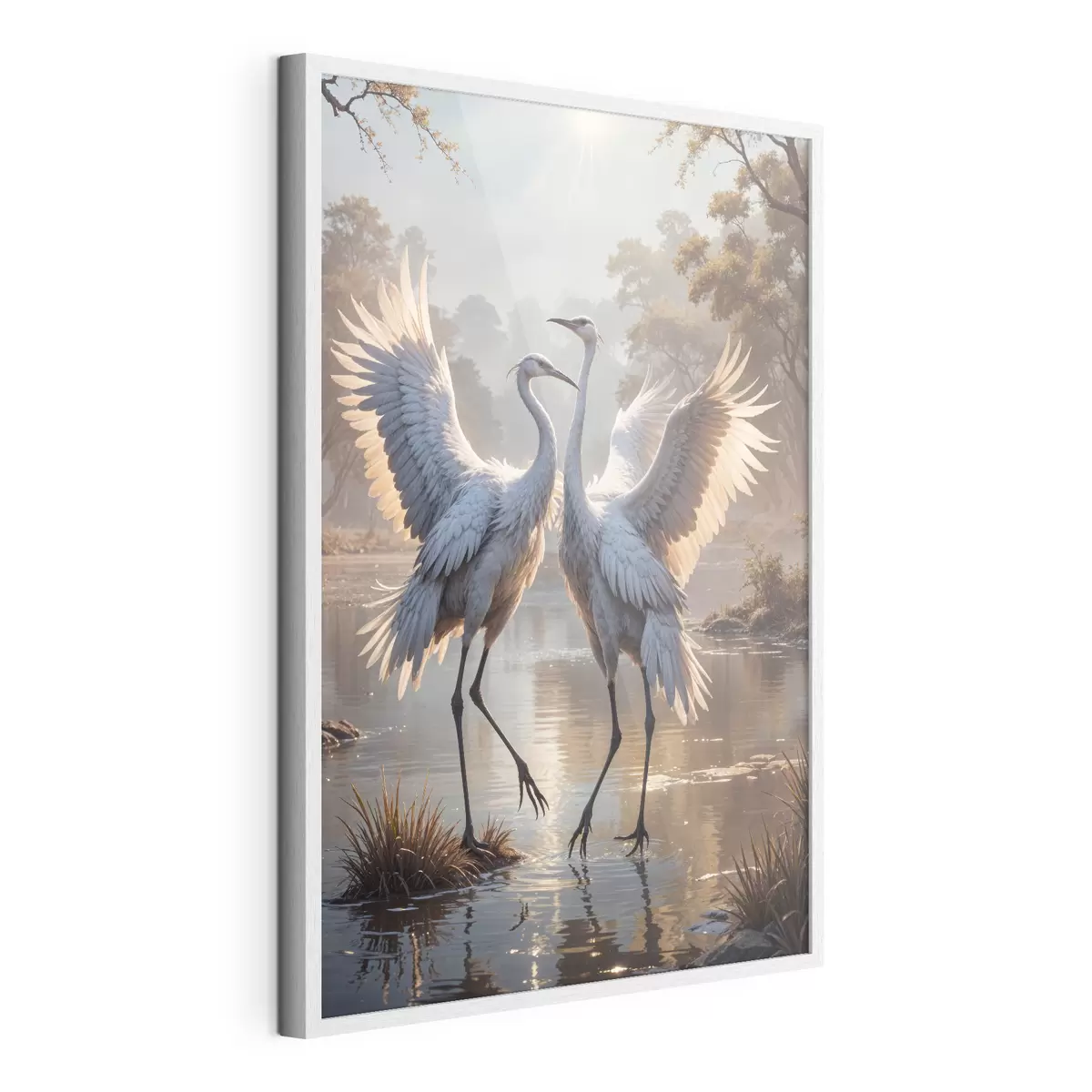 Poster Grues sur le lac f40404