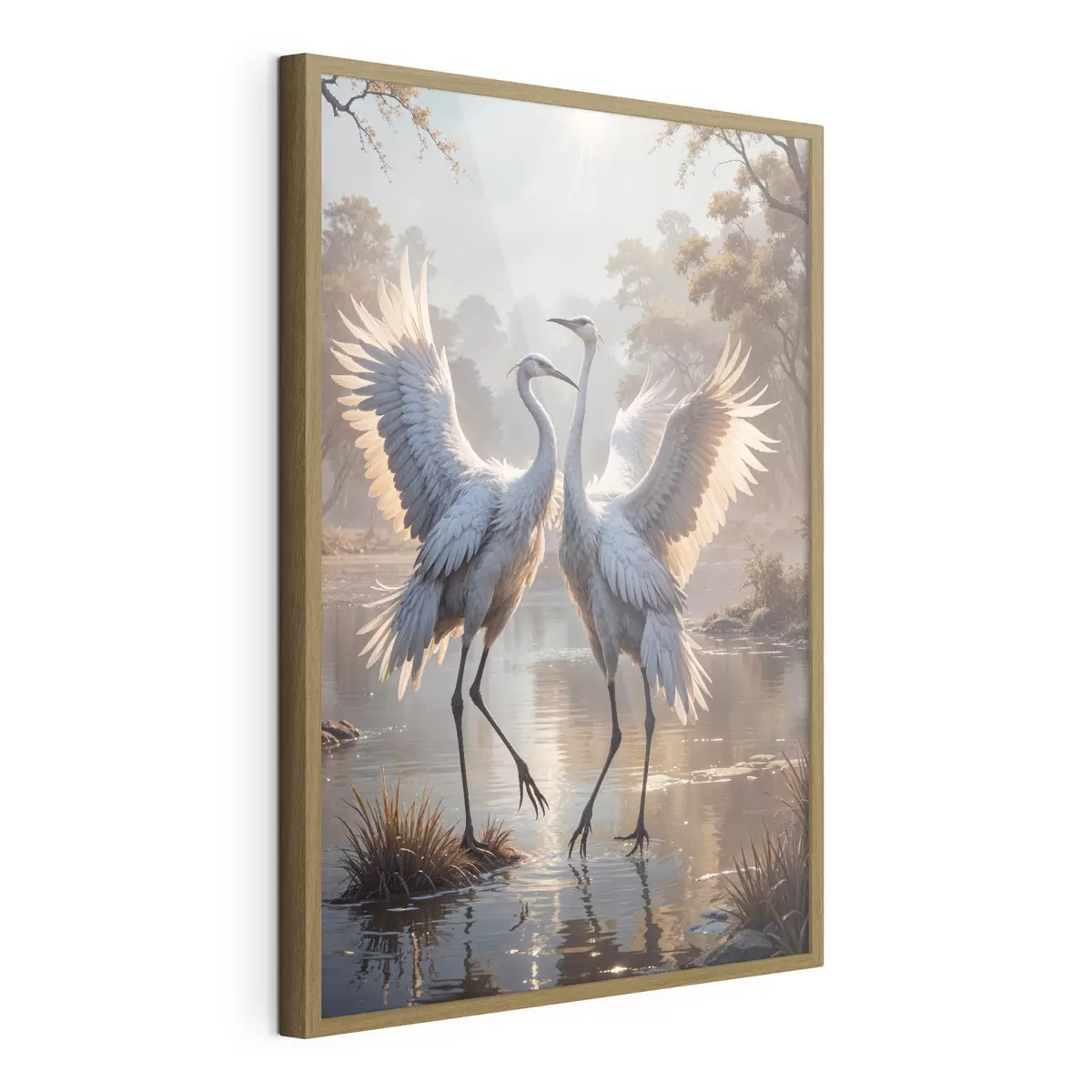 Poster Grues sur le lac f40404