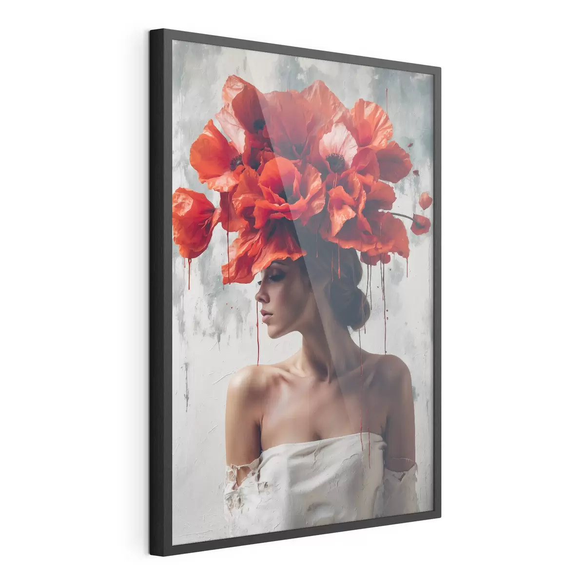 Poster Fille avec des coquelicots sur la tête f40338