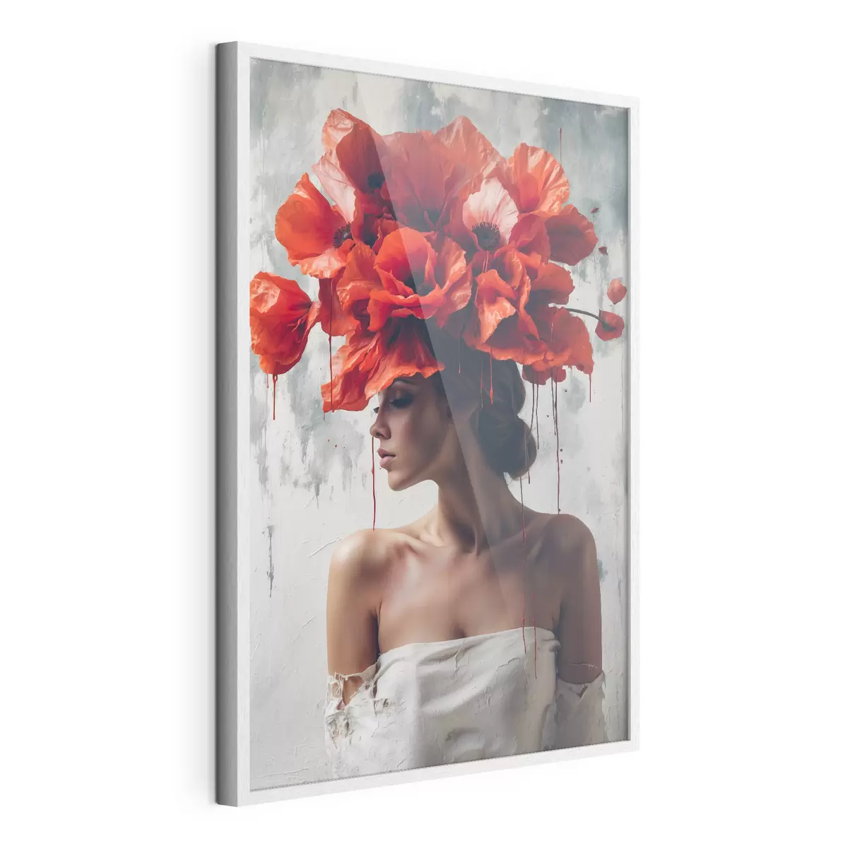 Poster Fille avec des coquelicots sur la tête f40338