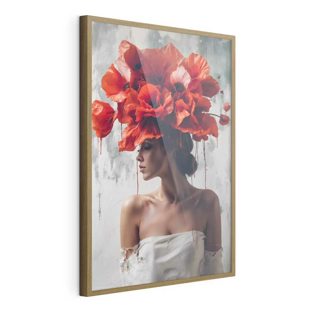 Poster Fille avec des coquelicots sur la tête f40338