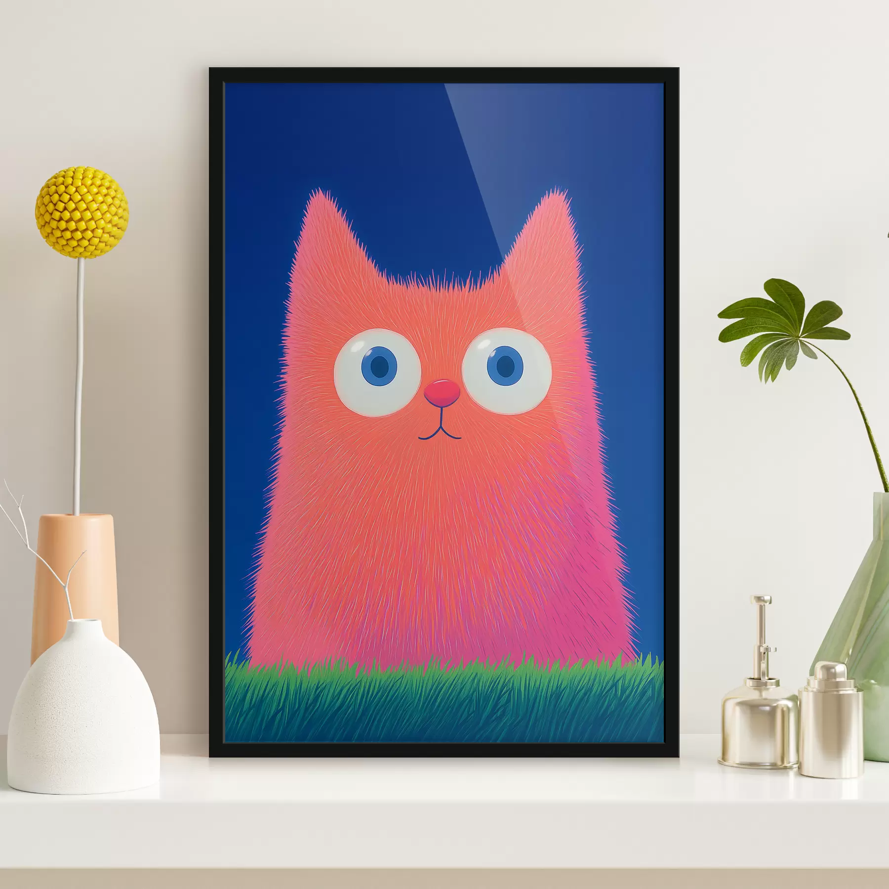 Papier peint Chat sur fond bleu f40353
