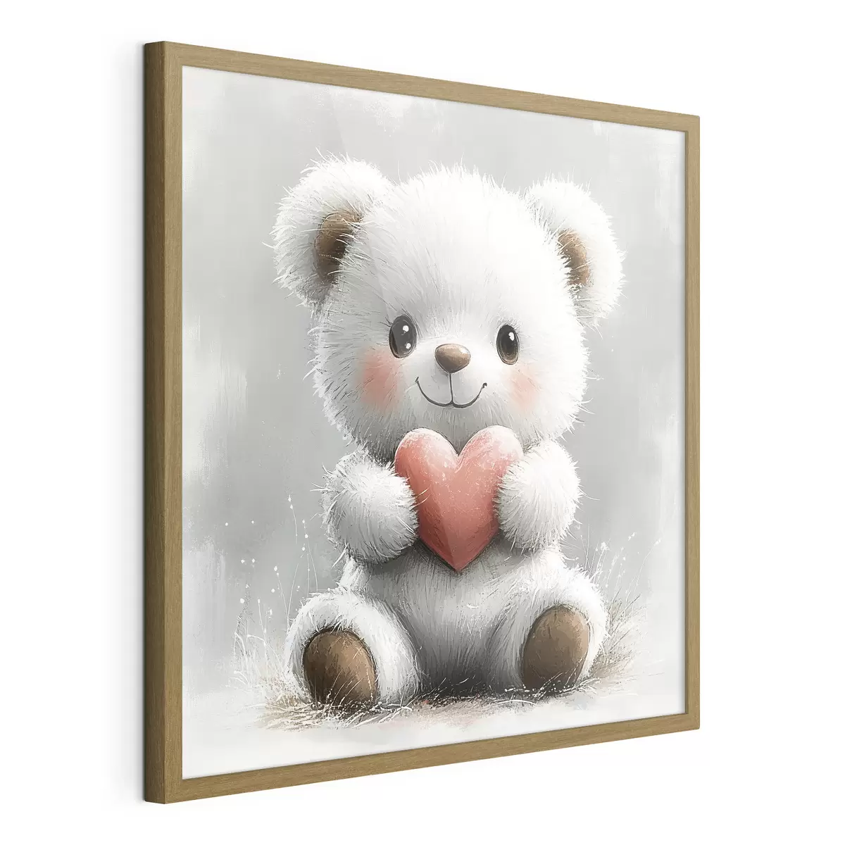 Poster Ours mignon avec un cœur dans ses pattes f40432