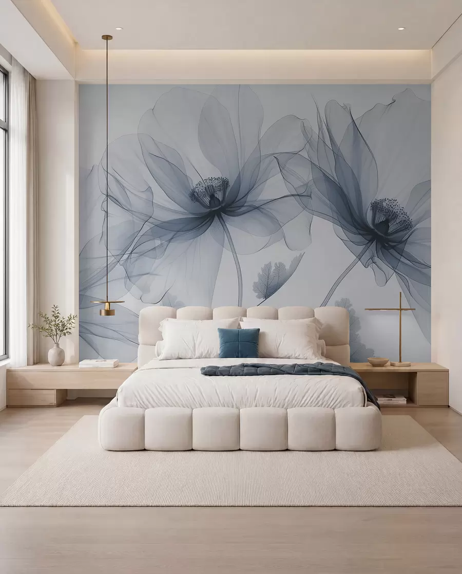 Papier peint Fleurs bleu encre w01482v1