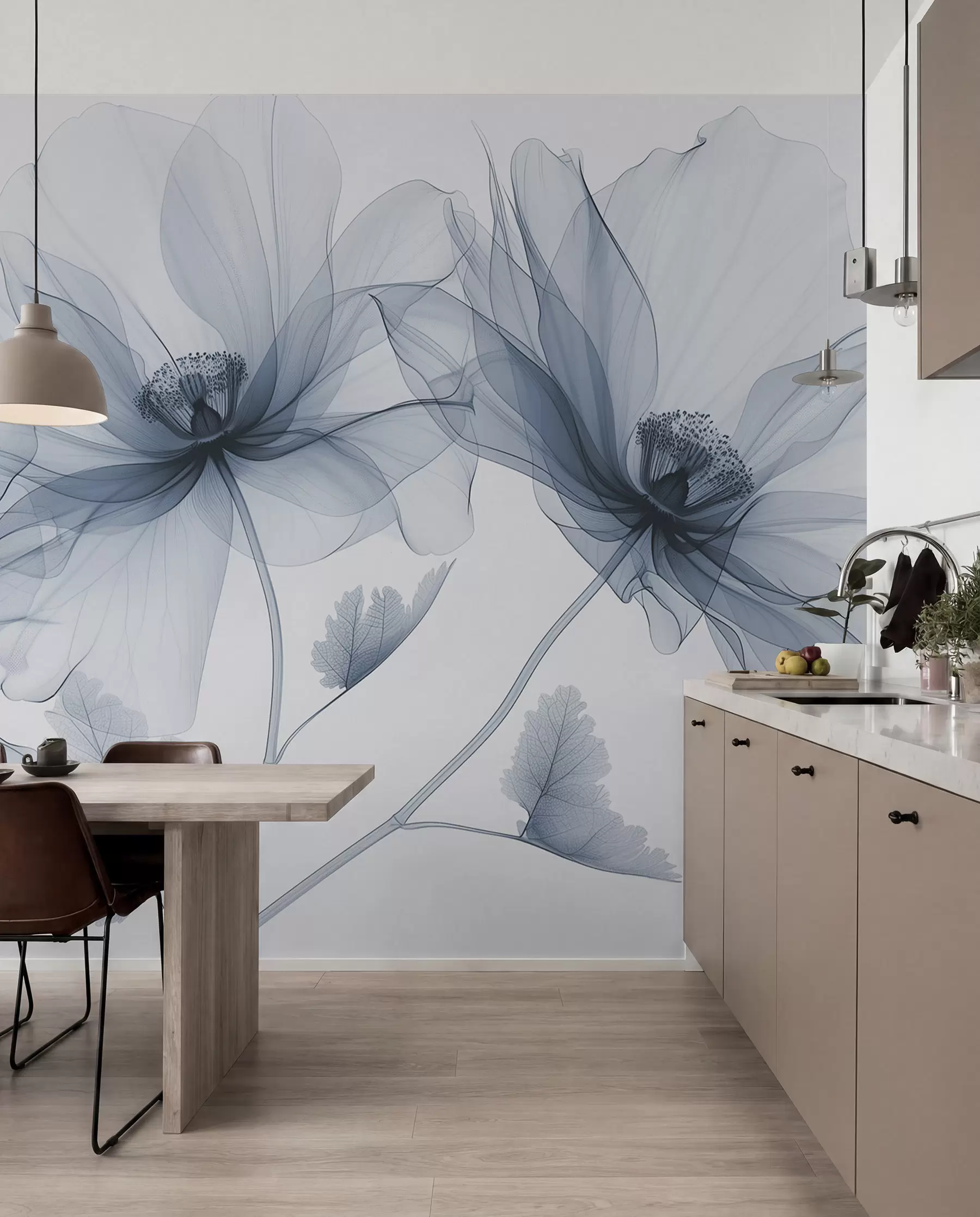 Papier peint Fleurs bleu encre w01482v1
