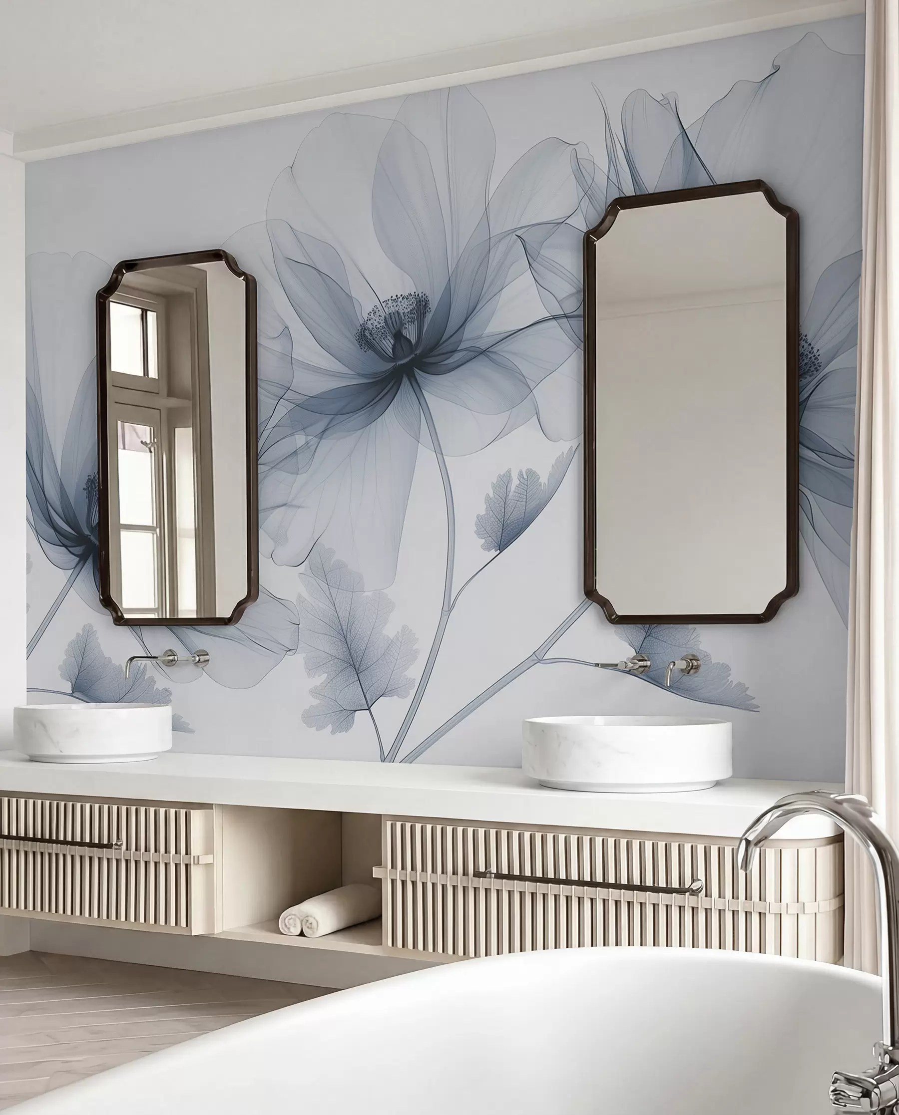 Papier peint Fleurs bleu encre w01482v1