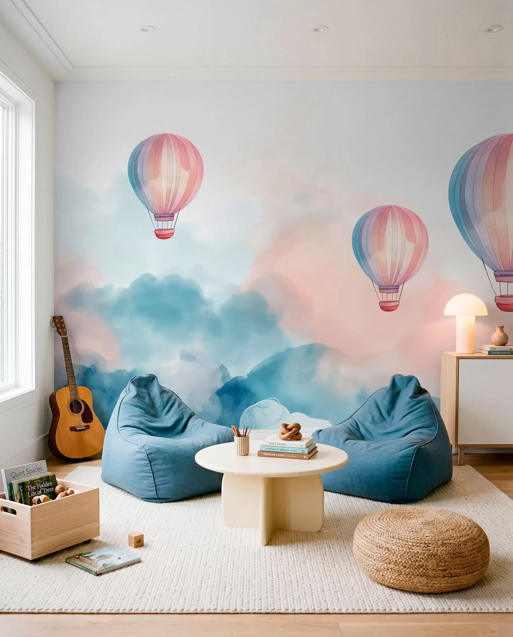 Papier peint Ballons à l'aquarelle dans les nuages w01011