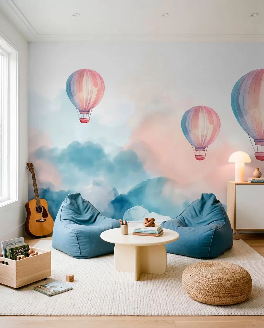 Papier peint Ballons à l'aquarelle dans les nuages w01011