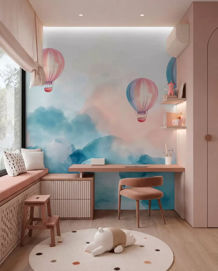 Papier peint Ballons à l'aquarelle dans les nuages w01011
