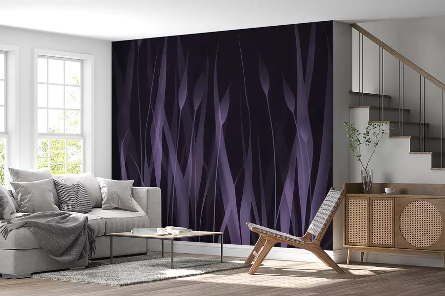 Papier peint Feuilles violettes douces sur fond sombre w01019v1