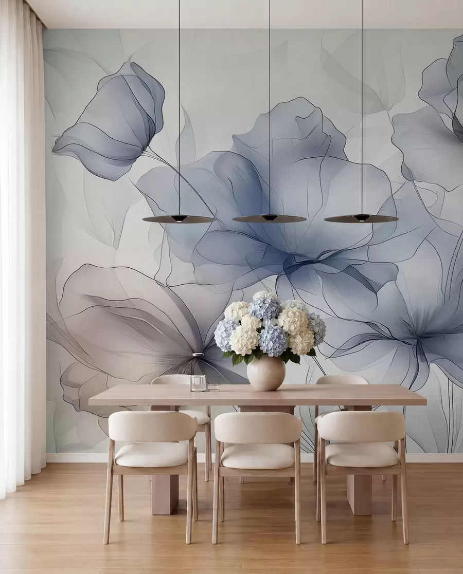 Papier peint Fleurs abstraites sur un mur en béton w01037