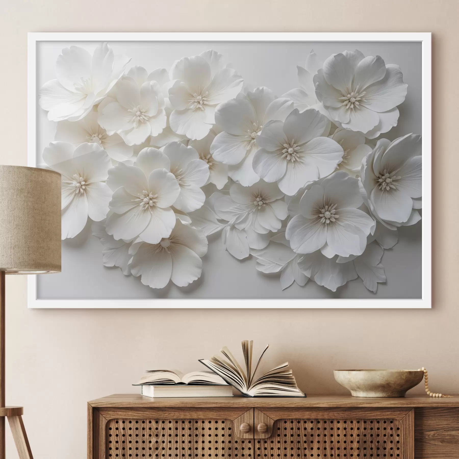 Papier peint Cascade de fleurs blanches f40548