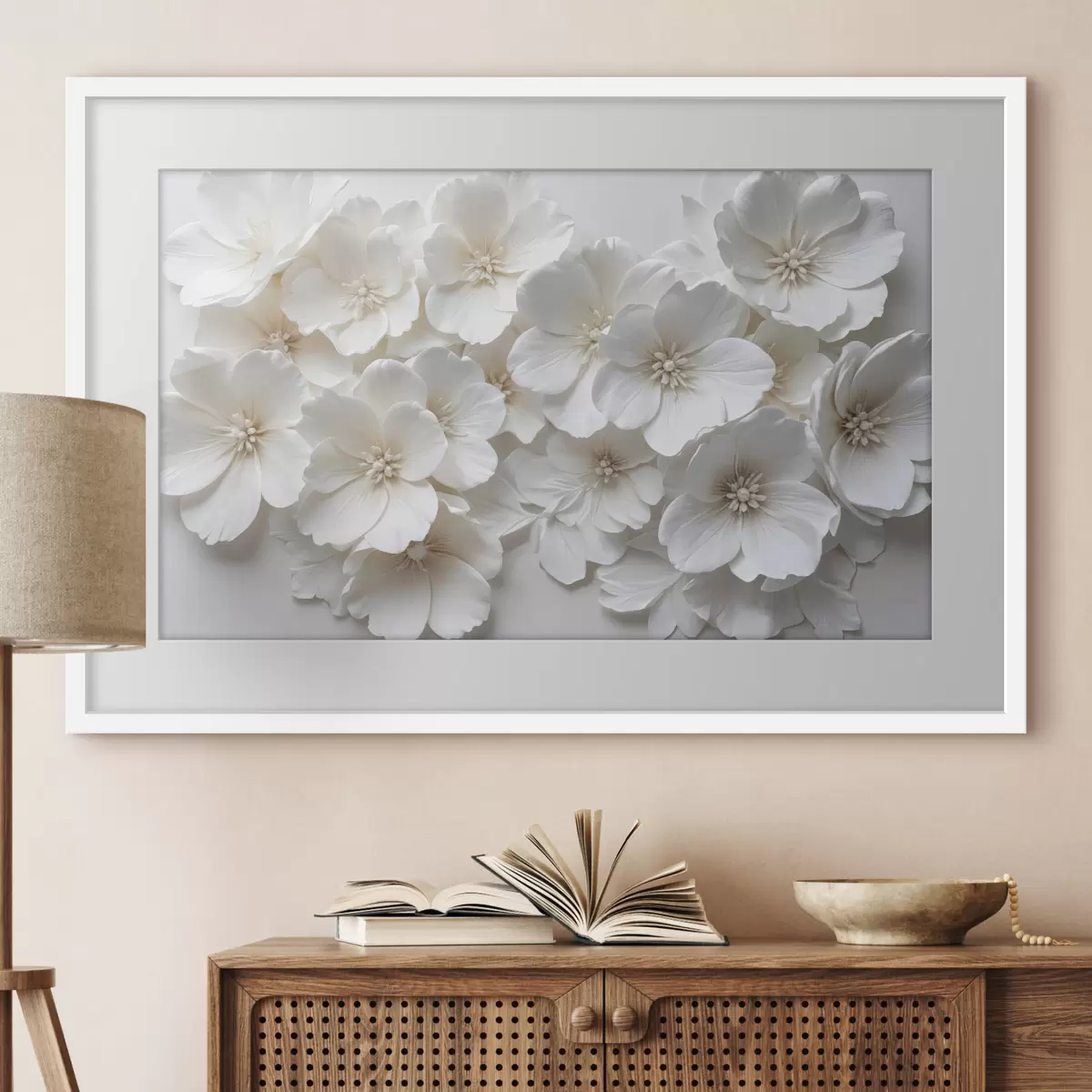 Poster Cascade de fleurs blanches f40548