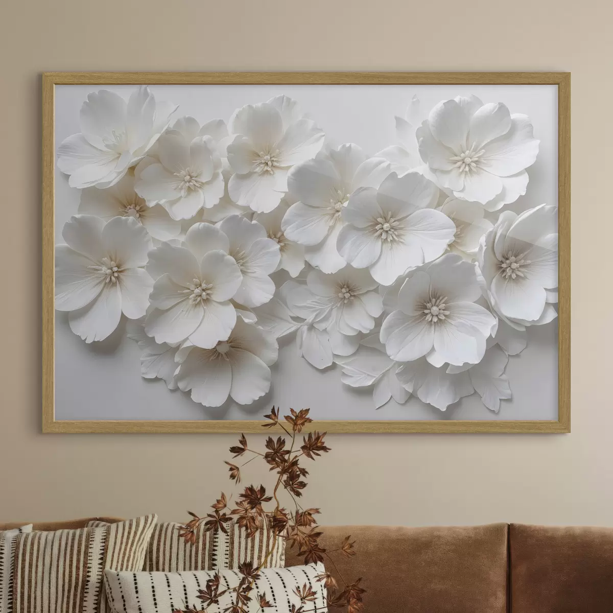 Poster Cascade de fleurs blanches f40548