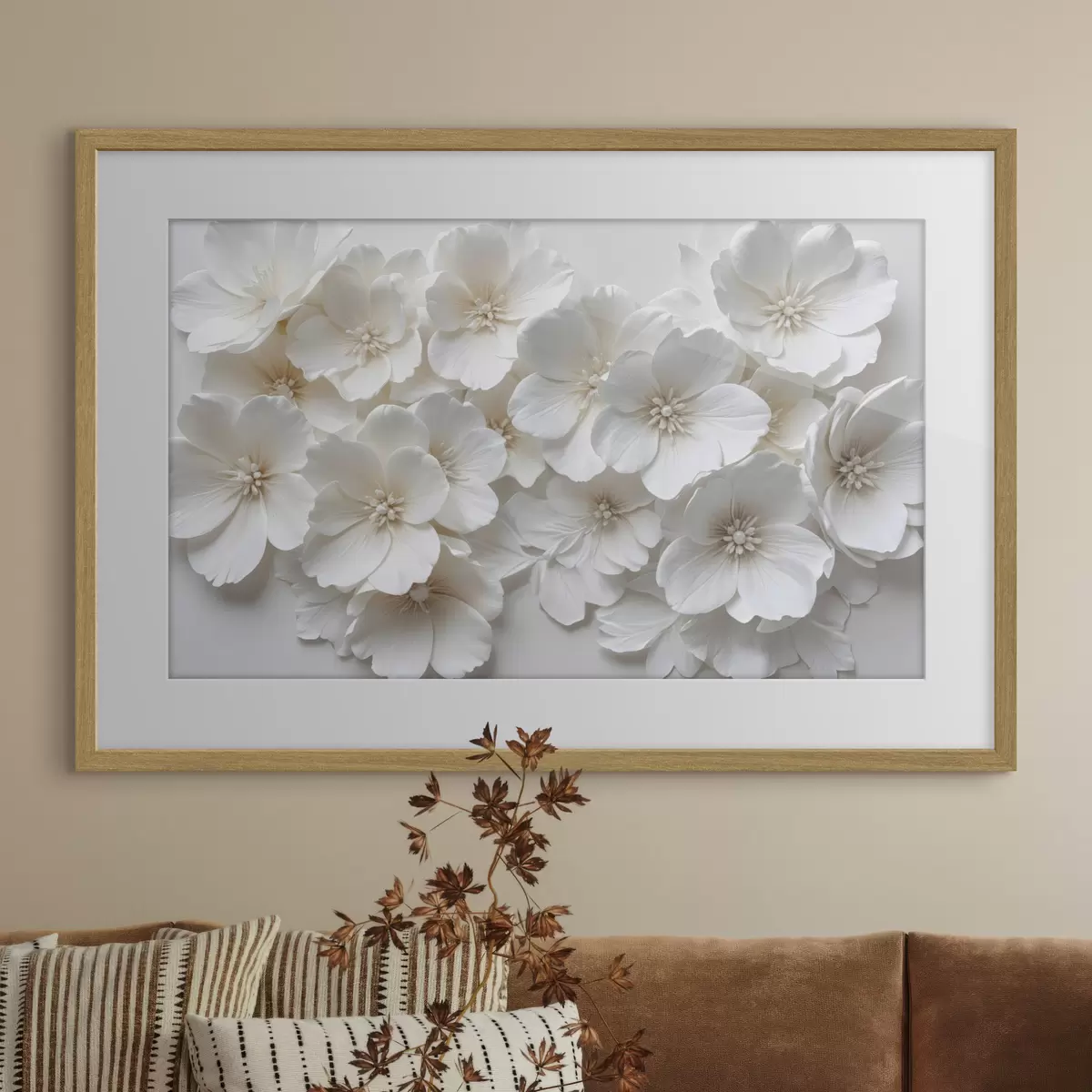 Poster Cascade de fleurs blanches f40548