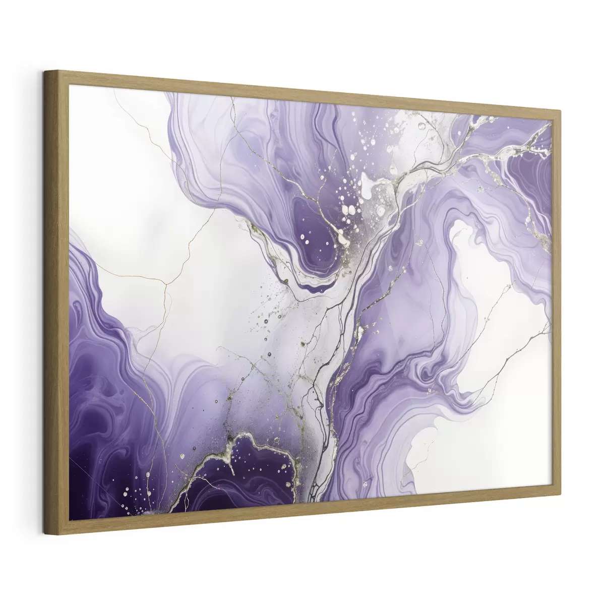 Poster Impression d'une composition artistique fluide abstraite avec des encres violettes, blanches et grises tourbillonnantes f40566