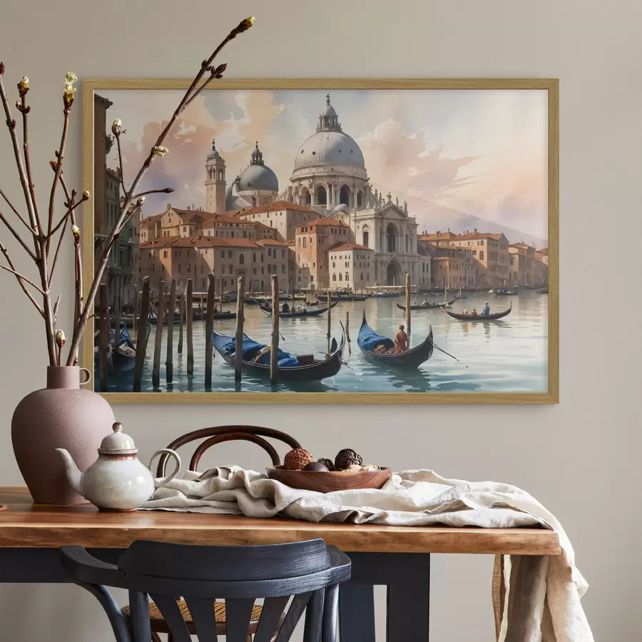 Papier peint Une vue panoramique à l'aquarelle du Grand Canal à Venise, en Italie f40573
